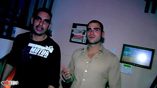 Natural big tits french brunette Amelie Jolie gets fucked by 2 spanish studs - MMM100