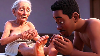 Elderly Granny Getting Feet Oiled & Licked - Sole Licking Pleasure