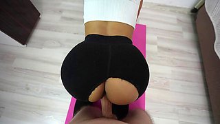 Perfect horny petite brunette rides cock after the gym - Pantera Nika