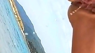 Hot Hairy MILF Pees on Guy at the Beach and Gets Her Asshole Pissed