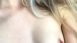 Blonde teen Charlize in hot solo masturbation on her bed