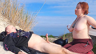 Sunny day on the dunes. My boyfriend loves it when I swallow.