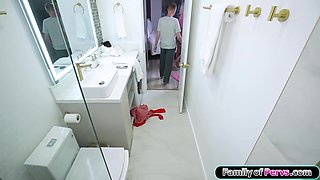 Stepsister helps stepbrother with his boner