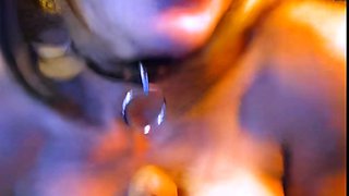Amateur blonde tattooed babe toying her big cunt