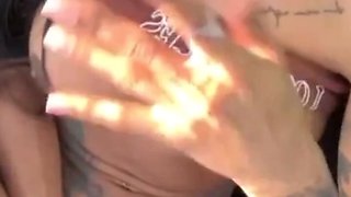 Huge dick eat her own cum outdoor
