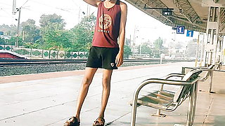 Cumshot at railway station hindu boy