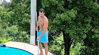 Cheating wife fucks the pool boy when her husband is at