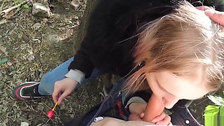 Beautiful Young Girl Gives Public Blowjob To Her Stepbrother And Swallows Cum - Pov Public