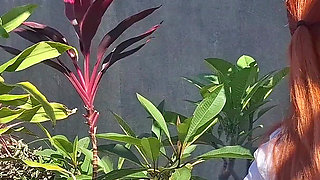 Fucking the Innocent Redhead in the Garden