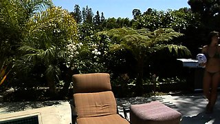 Man fucks outdoors busty brunette and hot redhead