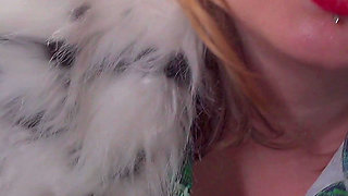 Bitchy Stepmom in White Fur Coat Spits in Your Tea & Gives You a Messy Humiliating Blowjob POV