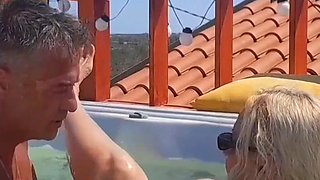 Amateur Blonde Mature Wife Enjoys Naked Pleasure in Whirlpool