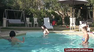 Lesbian Teens Play Strip Volleyball Game on Beach - 18yo Babes Get Naked After Losing Bet