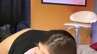 Innocent Big Booty Brunette Takes Creampie