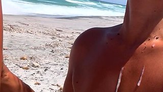 Asian milf beach facial