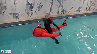 Human Life Raft - Inflated Suit Slave Pool Domination