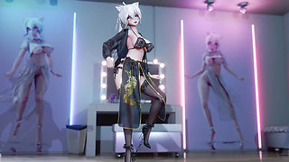 Gfriend-mago Ancient Style; Elegant Cheongsam; Crotchless Black Stockings