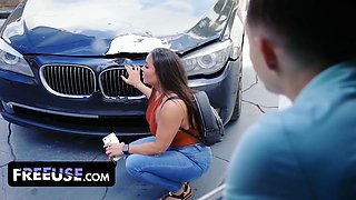 Naughty deal: i’ll take the blame for crashing the car if my step-mom becomes my freeuse slut