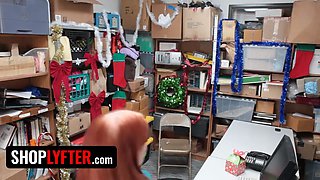 Shoplyfter - spunky red haired thief Krystal Orchid gets on her knees and swallows gigantic cumshot