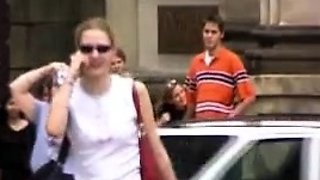 Public amateur fucked outdoors before cumshot