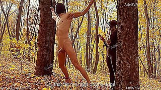 Tied My Cuckold Husband Between Trees And Spanked Him Outdoors