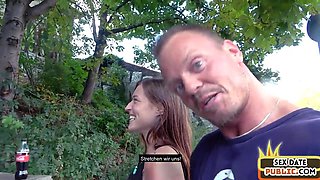 Public German chick outdoor made love on POINT OF VIEW