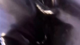 Latex slut solo anal masturbation