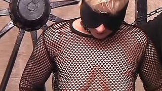 Restrained blonde German slut eats cum after BDSM action