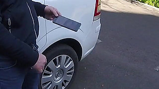 The Teacher Swallows Cock on a Public Street (dick Flash Extreme Public Action!) - Misscreamy