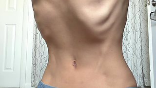 Skinny Fit Small Tits in Panties Showing off Stomach Vacuums