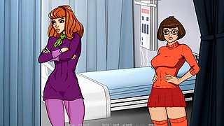 Busty cartoon mom in a bikini enjoying her summer vibe with Scooby