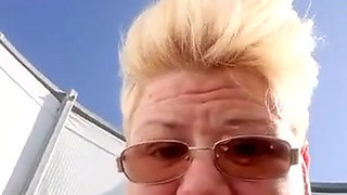 Pussy fingering, slap and multiple squirt on the punlic beach