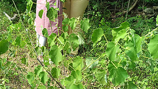 College Student with Uniform Lesbian Outdoor