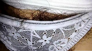 my girl very hairy in transparent white lingerie