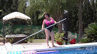 Busty Redhead MILF JoJo Robinson Goes Skinny Dipping in the Pool