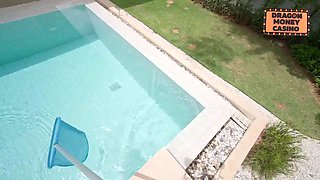 Petite Redhead Gets Fucked Hard by Pool Cleaner