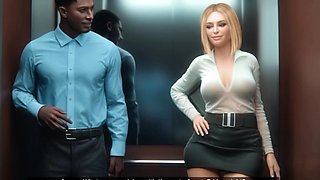 Blonde Secretary Wife Trapped in an Elevator with BBC