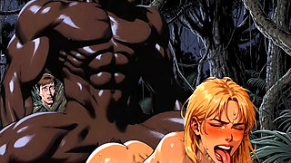 Sexy White Wife Tastes a Big Black Cock in Front of Her Cuckold Husband. Cartoon Comic Story