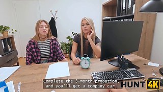 Zlata Shine fucks to get a job in front of GF and gets a hot bisexual fuck with Fanta and Stanley