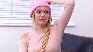 Dirty teen Amber Jayne comes back from shopping with girlfriend and sees boyfriend with a big cock