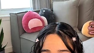 Brunette solo darling masturbating at home