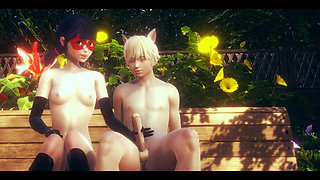 Ladybug Hentai - Handjob and Fucked by Cat Noir in a Park - Japanese Asian Manga Anime Game Porn