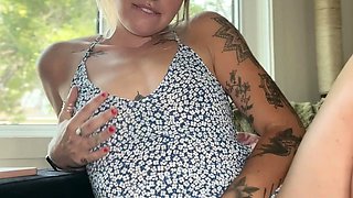 Huge boobs MILF giving blowjob POV