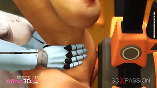 Futa Robot Assfucking Fuckin' A Trussed Brown-haired Stunner In A THREE DIMENSIONAL Cartoon Porno
