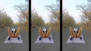 Rubidoll Hooker has butt sex hump with a black wood BIG BLACK COCK