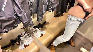 British Girlfriends Big-Butt POV Blowjob in Fitting Room