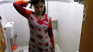 Desi Housewife In Bathroom With Husband