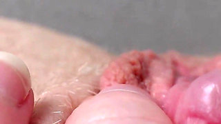 I Pull the Hood off My Clit and Touch It Closeup