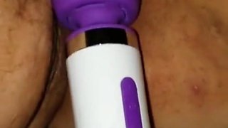 Tied up Black Man Stimulating My Clit with Magic Electric Wand Cumming