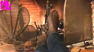 Warming up My Hosed Feet at the Fireplace